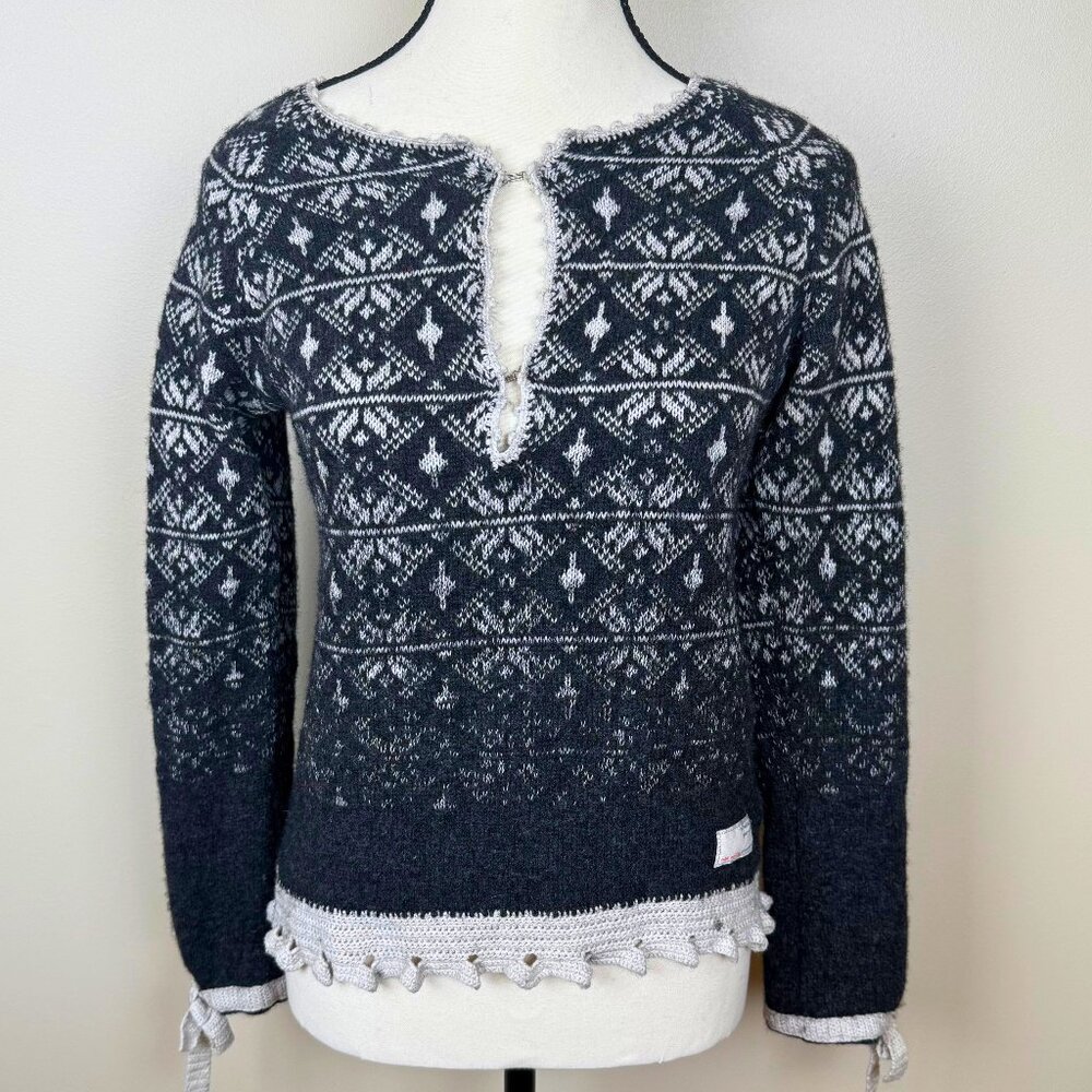 Odd Molly Swedish Wool Blend Sweater • Black & White • Size 1 (Small)